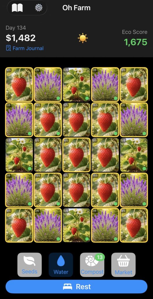 screen shot of organic farm sim